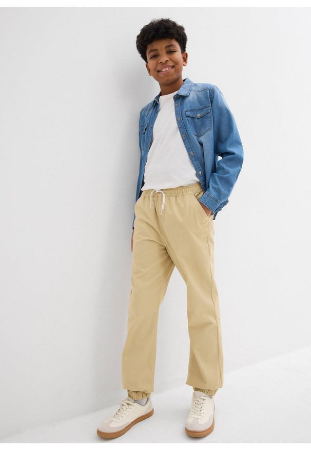 bonprix - Spodnie Regular Fit z gumką w talii, z czystej bawełny (2 pary). Kolor: czarny. Materiał: bawełna