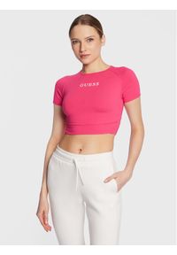 Guess T-Shirt Aline V3RP16 KABR0 Różowy Regular Fit. Kolor: różowy. Materiał: bawełna, syntetyk