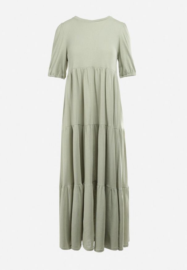 Born2be - Miętowa Sukienka Bawełniana Ulrika. Okazja: na co dzień, na randkę. Typ kołnierza: kołnierz z falbankami. Kolor: miętowy. Wzór: gładki. Materiał: bawełna. Długość rękawa: krótki rękaw. Sezon: wiosna, lato. Styl: casual, klasyczny. Długość: maxi