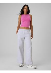 4f - 4F Top slim z prążkowanej dzianiny damski - różowy XS/S. Kolor: różowy. Materiał: prążkowany, dzianina #2