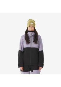 WEDZE - Kurtka narciarska i snowboardowa damska Quechua 500 AM. Kolor: fioletowy, wielokolorowy, czarny. Materiał: materiał. Sezon: zima. Sport: narciarstwo, snowboard