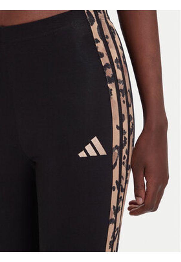 Adidas - adidas Legginsy Animal Print 3-Stripes JM1864 Czarny Slim Fit. Kolor: czarny. Materiał: bawełna. Wzór: nadruk