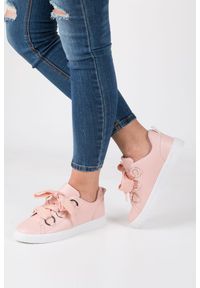 Casu - Różowe buty sportowe creepersy na platformie sznurowane casu ab-67. Kolor: różowy. Obcas: na platformie. Styl: sportowy