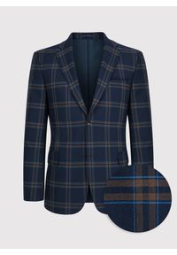 Pako Lorente - PAKO LORENTE – Granatowa marynarka garniturowa w kratę. Kolor: niebieski. Materiał: wełna. Styl: boho #5