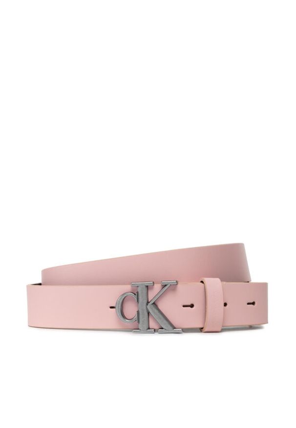 Calvin Klein Jeans Pasek Damski Round Mono Plaque Belt 30mm K60K609832 Różowy. Kolor: różowy. Materiał: skóra