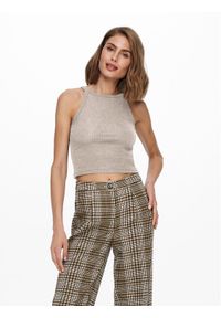 only - ONLY Top 15232924 Szary Slim Fit. Kolor: szary. Materiał: syntetyk, wiskoza