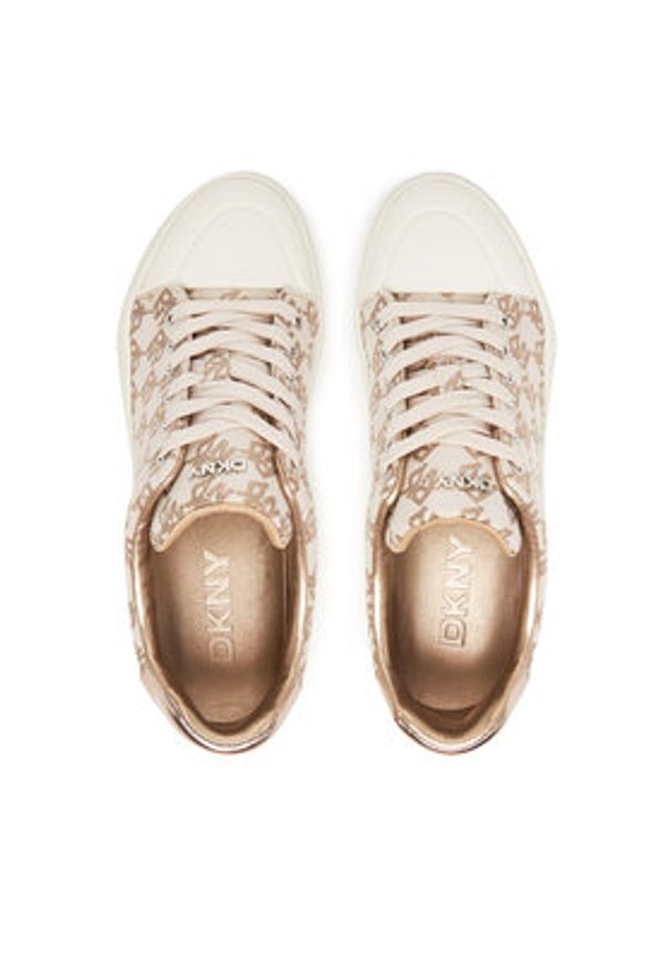 DKNY Trampki York Lace UP Sneak K2533982 Beżowy. Kolor: beżowy. Materiał: materiał