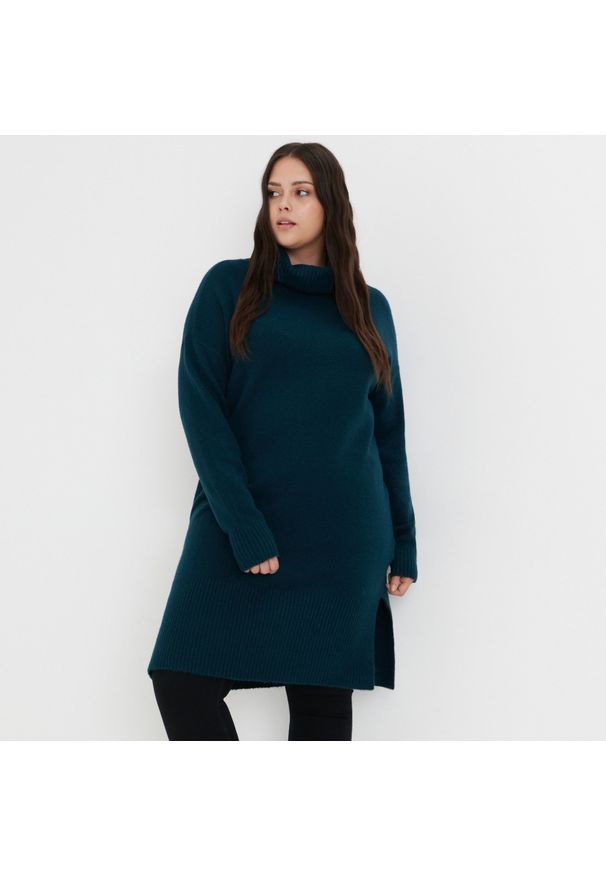 Sinsay - Sweter długi - Turkusowy. Kolor: turkusowy. Długość: długie