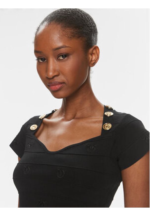 Pinko Bluzka Hoodia 102882 A1LK Czarny Slim Fit. Kolor: czarny. Materiał: syntetyk