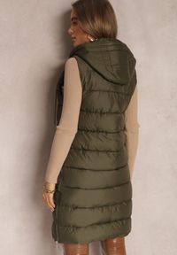 Renee - Zielona Kamizelka Pikowana Długa Liccia. Okazja: na co dzień. Kolor: zielony. Długość rękawa: bez rękawów. Długość: długie. Wzór: aplikacja. Styl: casual #3