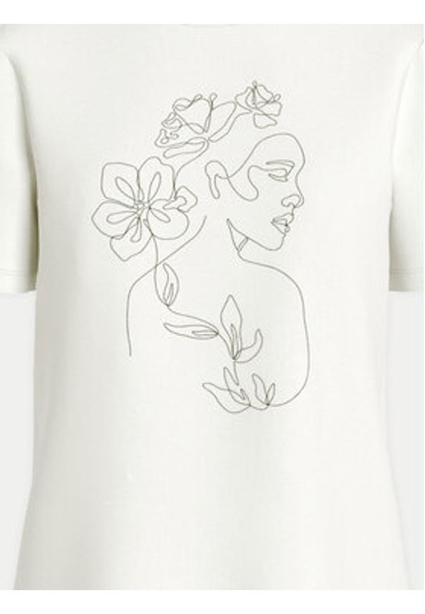 Vila T-Shirt Sybil 14108062 Biały Regular Fit. Kolor: biały. Materiał: bawełna