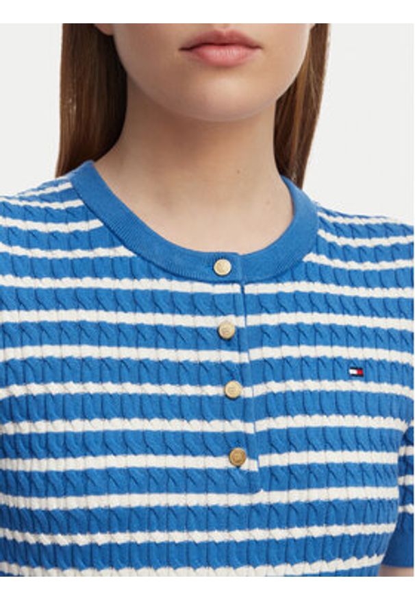 TOMMY HILFIGER - Tommy Hilfiger Sweter WW0WW49613 Niebieski Slim Fit. Kolor: niebieski. Materiał: bawełna