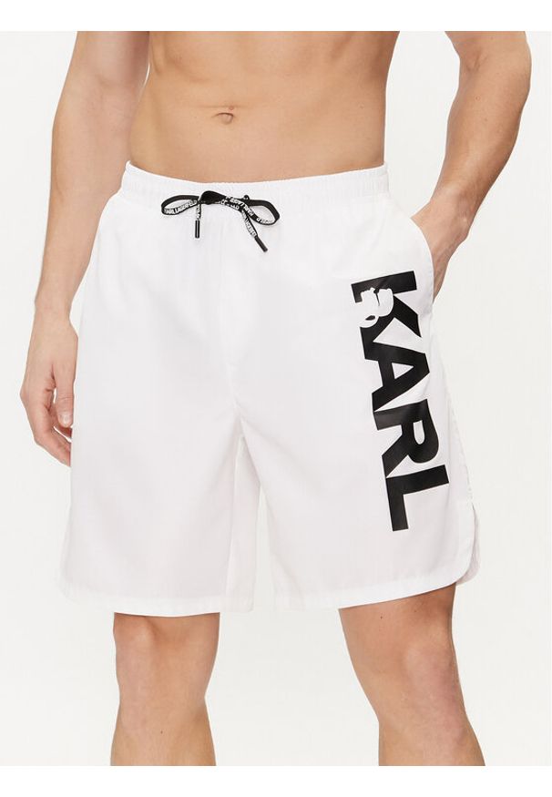Karl Lagerfeld - KARL LAGERFELD Szorty plażowe 241M2204 Biały Regular Fit. Okazja: na plażę. Kolor: biały. Materiał: syntetyk