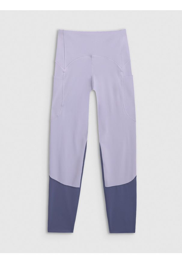 4f - 4F Legginsy do jogi i pilatesu szybkoschnące damskie - niebieskie L. Stan: podwyższony. Kolor: niebieski. Materiał: materiał, elastan, włókno, syntetyk. Długość: długie. Sport: joga i pilates