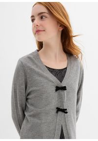 bonprix - Kardigan z miękkiej mieszanki wiskozy. Typ kołnierza: kokarda. Kolor: szary. Materiał: wiskoza. Styl: elegancki #3