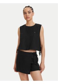 Tommy Jeans Top DW0DW22779 Czarny Regular Fit. Kolor: czarny. Materiał: len #1