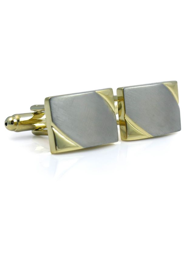 Modini - Srebrne spinki do mankietów ze złotymi narożnikami N97. Kolor: srebrny, złoty, wielokolorowy