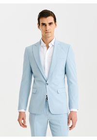 Pako Lorente - PAKO LORENTE - Błękitna marynarka garniturowa. Kolor: niebieski. Materiał: bawełna, elastan, wiskoza. Wzór: gładki