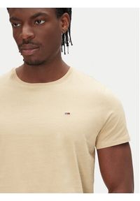 Tommy Jeans T-Shirt DM0DM04411 Beżowy Slim Fit. Kolor: beżowy. Materiał: bawełna