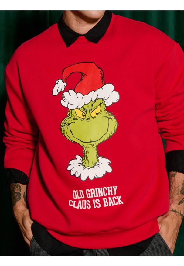 Sinsay - Bluza Grinch - czerwony. Kolor: czerwony