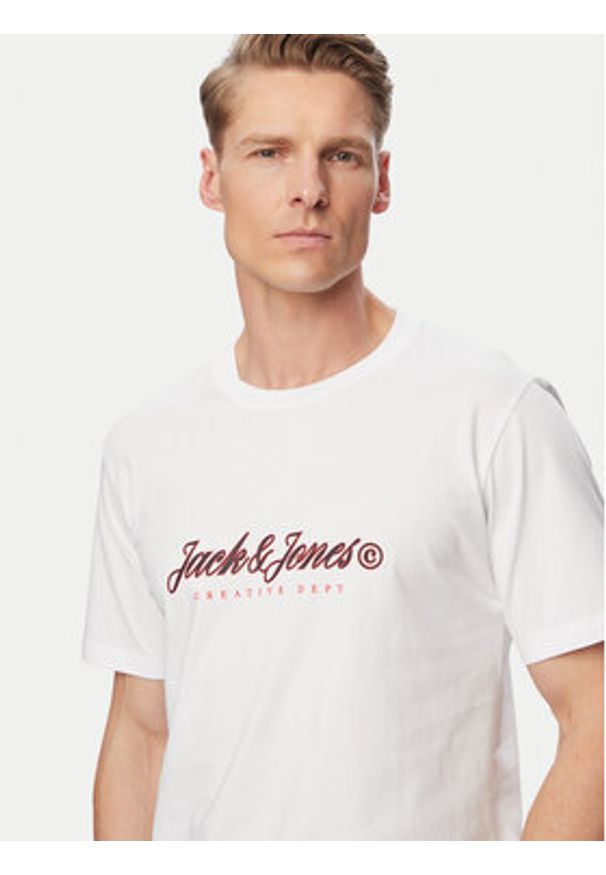 Jack & Jones T-Shirt Montauk Type 12290887 Biały Regular Fit. Kolor: biały. Materiał: bawełna