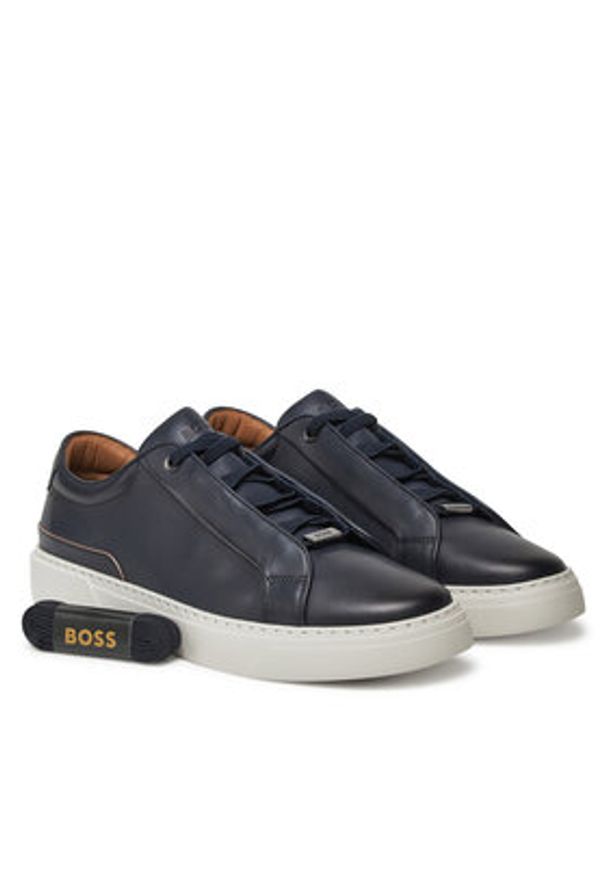 BOSS Sneakersy Gary 50546855 Granatowy. Kolor: niebieski. Materiał: skóra