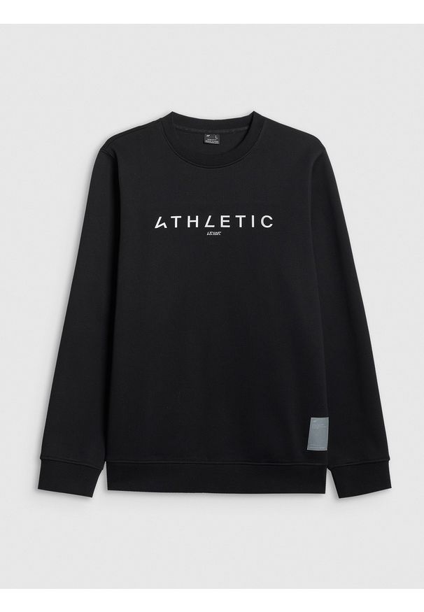 4f - 4F Bluza dresowa nierozpinana bez kaptura męska - czarna S. Okazja: na co dzień. Typ kołnierza: bez kaptura. Kolor: czarny. Materiał: dresówka. Styl: casual