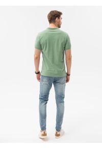 Ombre Clothing - Koszulka męska polo klasyczna bawełniana S1374 - zielona - L. Typ kołnierza: polo. Kolor: zielony. Materiał: bawełna. Wzór: haft. Styl: klasyczny #4