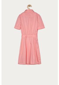 Guess - Sukienka dziecięca 140-176 cm. Kolor: różowy. Materiał: tkanina. Długość rękawa: krótki rękaw. Wzór: gładki. Typ sukienki: rozkloszowane. Długość: mini #3