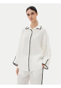 ICONA Koszula RP5LE003 Biały Relaxed Fit. Kolor: biały. Materiał: len