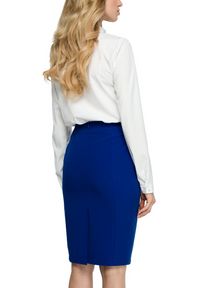 Stylove - Elegancka spódnica ołówkowa midi z przeszyciami modelująca niebieska. Okazja: do pracy, na spotkanie biznesowe. Kolor: niebieski. Materiał: materiał, elastan, tkanina. Styl: elegancki