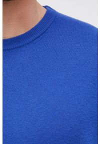 United Colors of Benetton Sweter wełniany męski lekki. Okazja: na co dzień. Kolor: niebieski. Materiał: wełna. Długość rękawa: długi rękaw. Długość: długie. Styl: casual #3