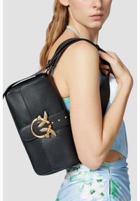 Pinko - PINKO Czarna kopertówka Love One Classic Slouchy Fl Vitello Morbido. Kolor: czarny. Materiał: skórzane. Styl: klasyczny, elegancki #6