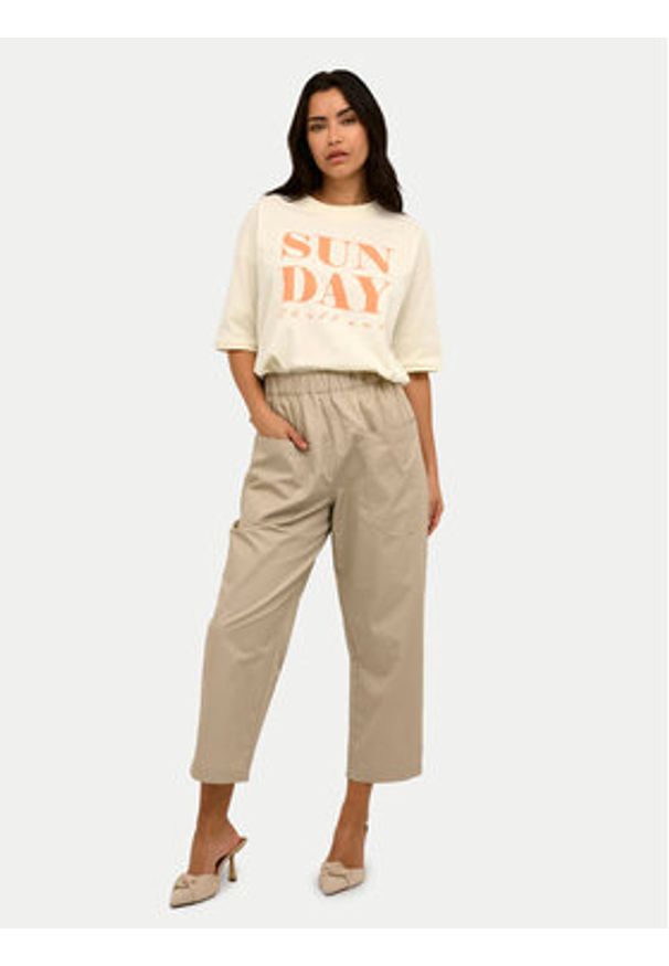 Kaffe T-Shirt Harries 10508588 Beżowy Relaxed Fit. Kolor: beżowy. Materiał: bawełna