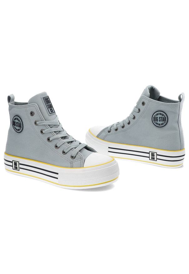 Big-Star - Niebieskie Trampki Big Star Damskie Stylowe Buty. Okazja: na co dzień, do pracy, na spacer. Kolor: niebieski. Materiał: materiał. Szerokość cholewki: normalna. Sezon: wiosna. Styl: elegancki