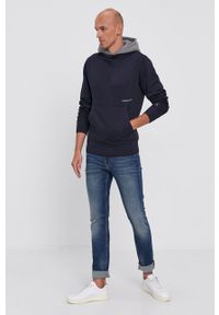 Calvin Klein Jeans - Bluza bawełniana. Okazja: na co dzień. Typ kołnierza: kaptur. Kolor: niebieski. Materiał: bawełna. Styl: casual #2