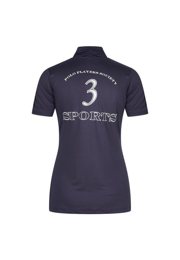 HV POLO - Damska koszulka do jazdy konnej HV Polo Favouritas Platinum. Typ kołnierza: polo. Kolor: niebieski. Długość rękawa: długi rękaw. Wzór: aplikacja. Styl: elegancki