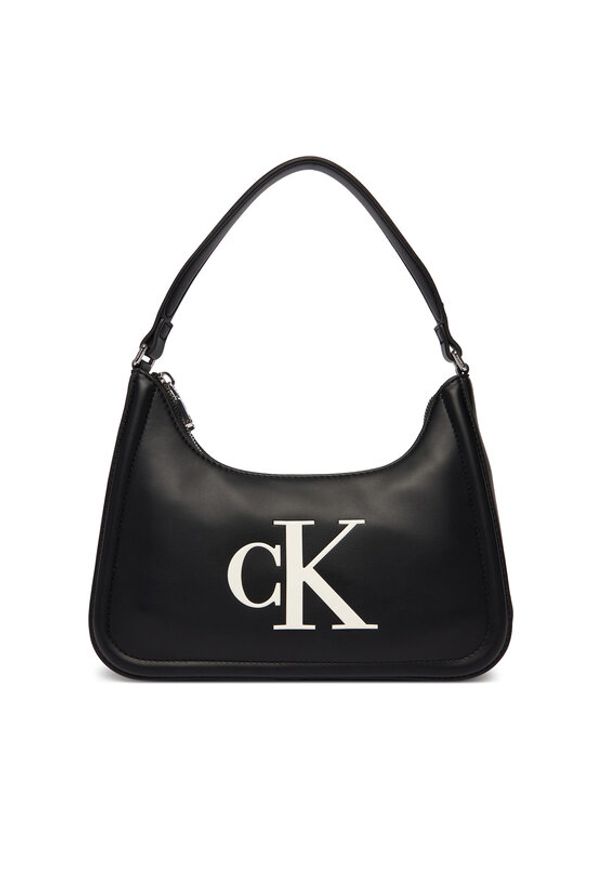 Calvin Klein Torebka Bold Ck Small Shoulder Bag LV04F3230G Czarny. Kolor: czarny. Materiał: skórzane