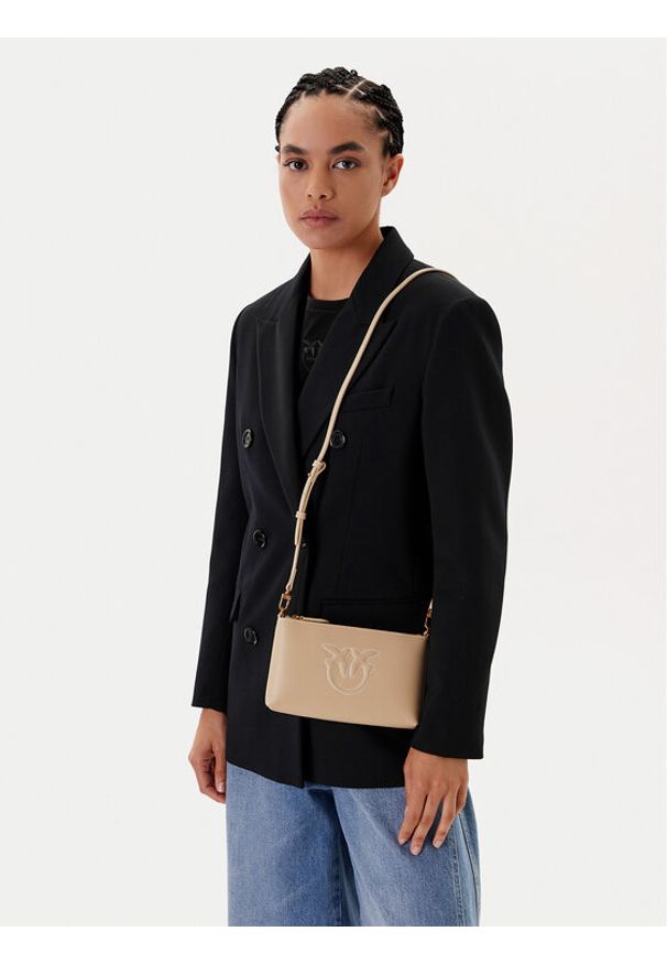 Pinko - PINKO Torebka Flat Horizontal Mini PE 25 PCPL 104277 A2AN Beżowy. Kolor: beżowy. Materiał: skórzane