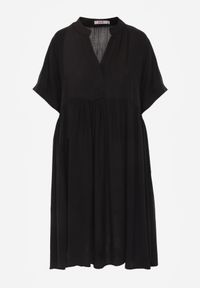 Born2be - Czarna Rozkloszowana Sukienka w Koszulowym Stylu z Bawełny Normae. Okazja: do pracy, na co dzień. Kolor: czarny. Materiał: bawełna. Typ sukienki: koszulowe. Styl: klasyczny, casual #7