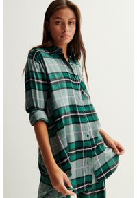 Undiz Koszula piżamowa damska kolor zielony. Kolor: zielony. Materiał: materiał, wiskoza. Długość: długie
