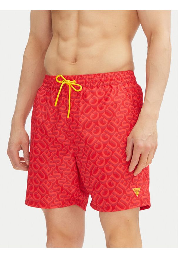 Guess Szorty kąpielowe F4GT06 WG2A2 Czerwony Regular Fit. Kolor: czerwony. Materiał: syntetyk
