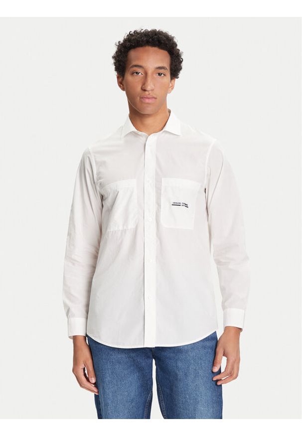 Armani Exchange Koszula XM000959 AF12994 U0009 Biały Regular Fit. Kolor: biały. Materiał: bawełna