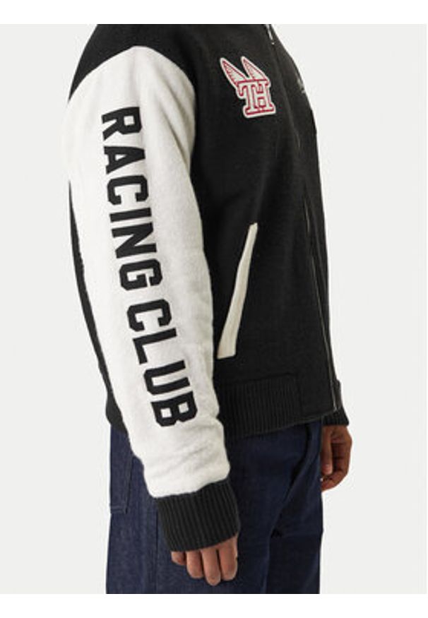 TOMMY HILFIGER - Tommy Hilfiger Kurtka bomber MW0MW42581 Czarny Regular Fit. Kolor: czarny. Materiał: wełna