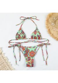 Intica - Bikini ze sznureczkami szybkoschnące na plażę i basen Gema. Kolor: wielokolorowy. Materiał: materiał