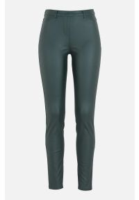Cellbes - Elastyczne spodnie z woskowaną powierzchnią. Okazja: na co dzień. Kolor: zielony. Materiał: guma, tkanina. Styl: casual, elegancki