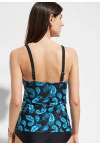 bonprix - Top tankini. Kolor: czarny. Długość rękawa: na ramiączkach. Wzór: nadruk #2