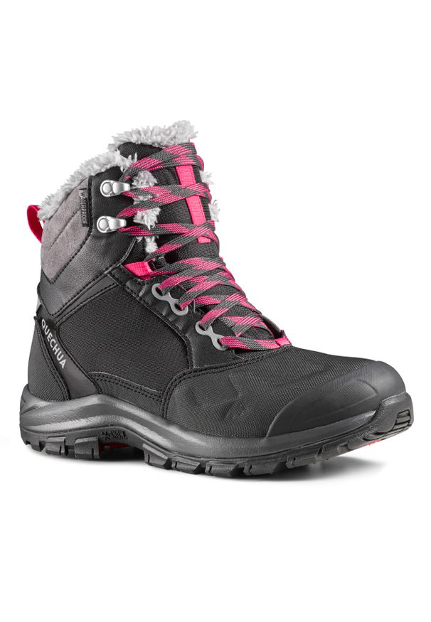 quechua - Buty turystyczne damskie wodoodporne Quechua SH520 X-Warm. Kolor: czarny, wielokolorowy, różowy. Materiał: materiał. Szerokość cholewki: normalna. Sezon: zima