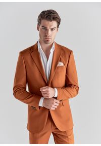 Pako Lorente - PAKO LORENTE – Pomarańczowa marynarka garniturowa P22SF-3G-021-P-S. Okazja: na wesele, na ślub cywilny. Kolor: pomarańczowy. Materiał: wiskoza, poliester, elastan