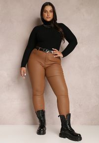 Renee - Brązowe Spodnie Skinny Push Up Zilli. Kolekcja: plus size. Kolor: brązowy #1